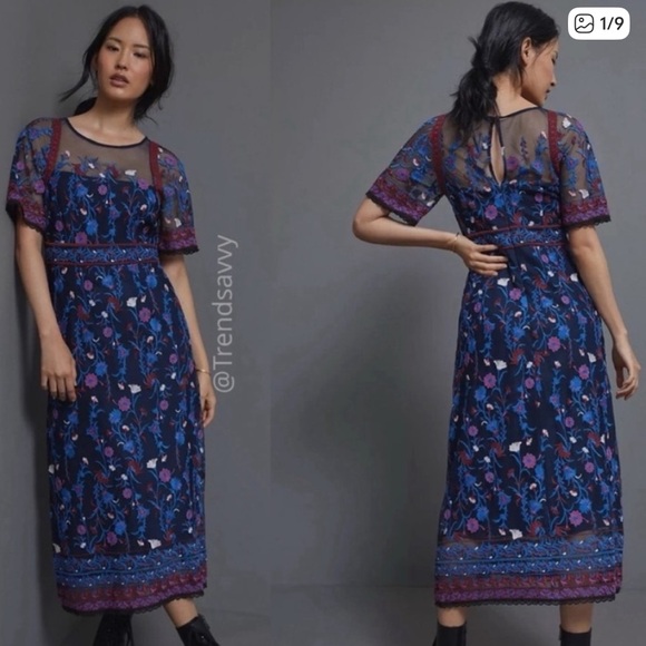 Anthropologie Mehreen Embroidered Maxi Dress Size 2 - Picture 5 of 12